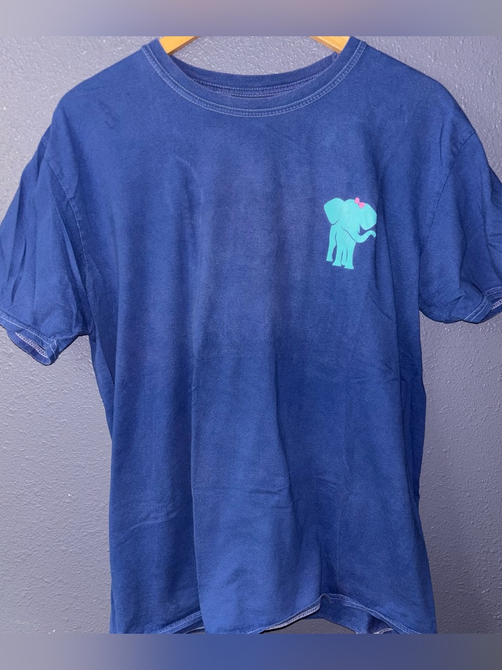 Navy Blue T-Shirt with Teal Elephant Graphic